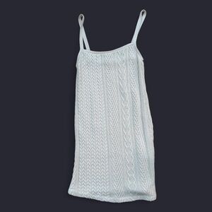 Knit Zara Spaghetti Strap Tank Dress in Cream